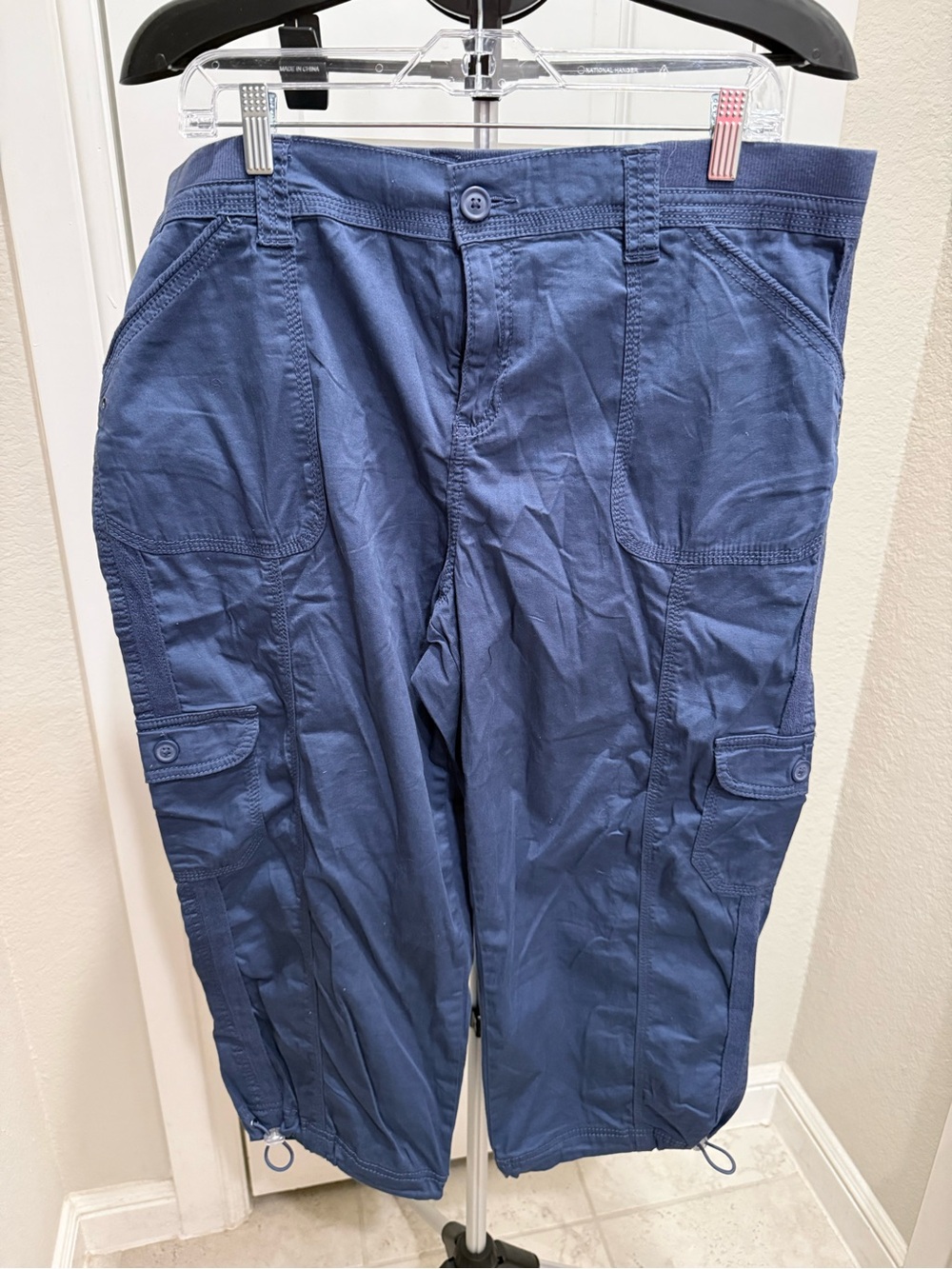 Blue Cargo Capri Pants